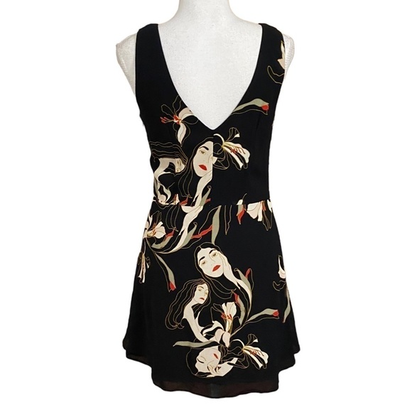 𝅺ARITZIA LITTLE MOON STELLERA BLACK ASIAN PRINT SLEEVELESS MINI DRESS - Picture 4 of 13